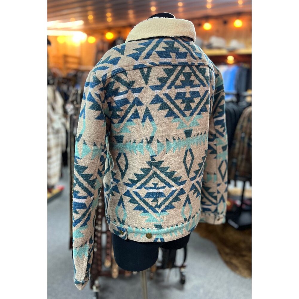Aztec Patterned Jacket With Sherpa Collar - image 2